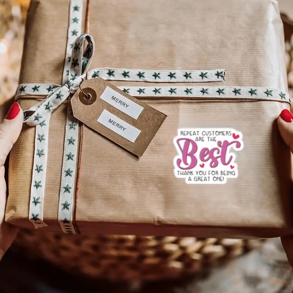 500 Customer Appreciation Sticker Roll NEW repeat customers are the best - Picture 4 of 5